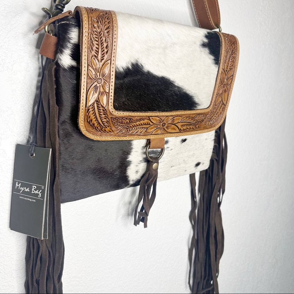Myra Bag Leather and Hair Fringe Purse - Picture 4 of 6